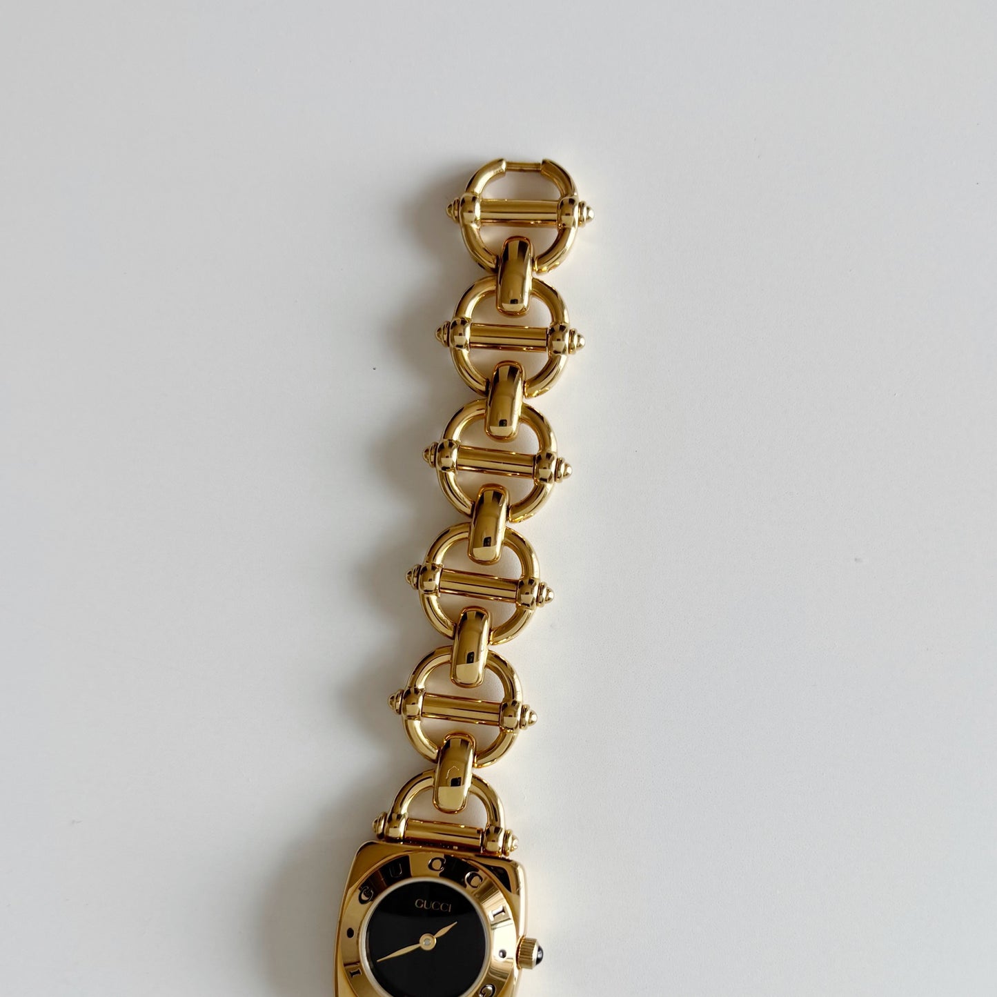 Gucci 1990s Black Dial Gold Plated Watch