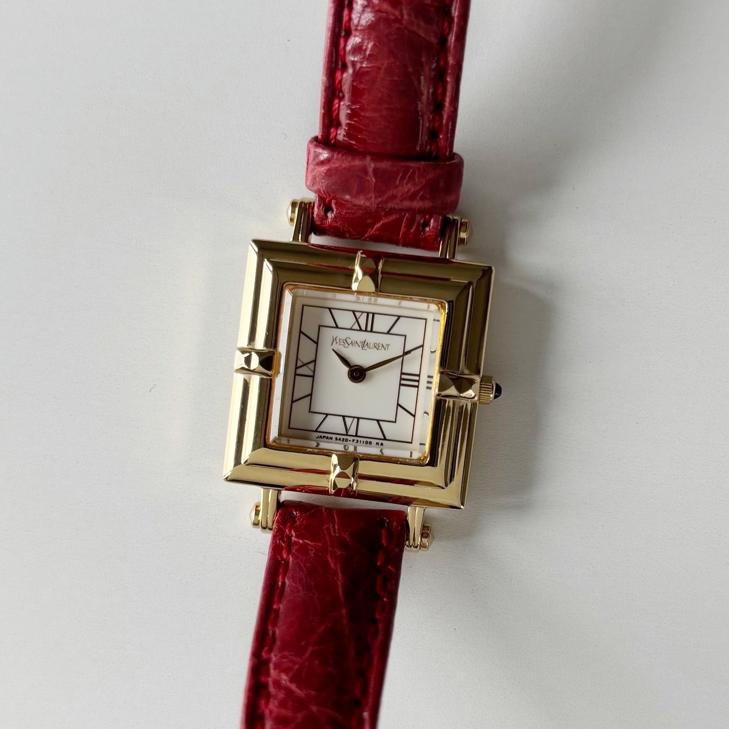 Yves Saint Laurent 1990s Square Dial Gold Plated Watch