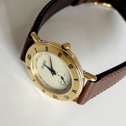 Gucci 1990s Sub second Round Dial Watch
