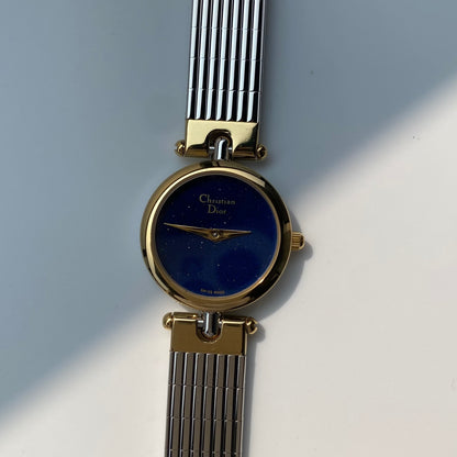 Dior 1990s Navy Dial Gold Plated Two Tone Watch