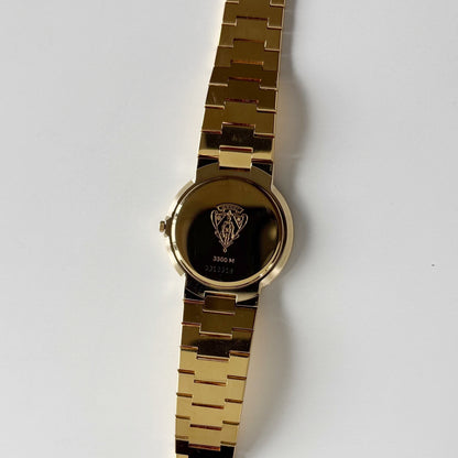 Gucci 1980s Black Round Dial Gold Plated Watch (Large)