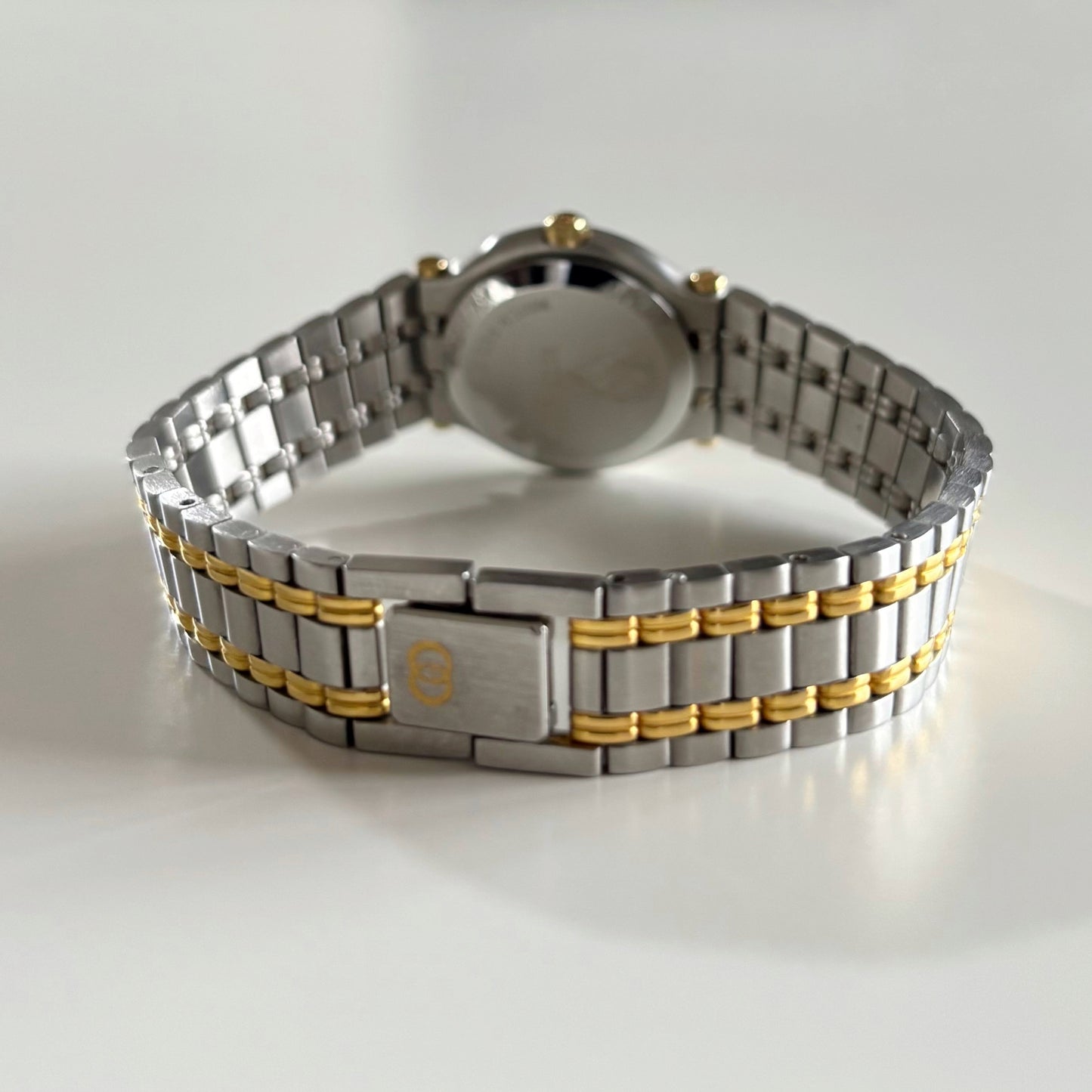 Gucci 1990s Black Dial Gold Plated Two Tone Watch