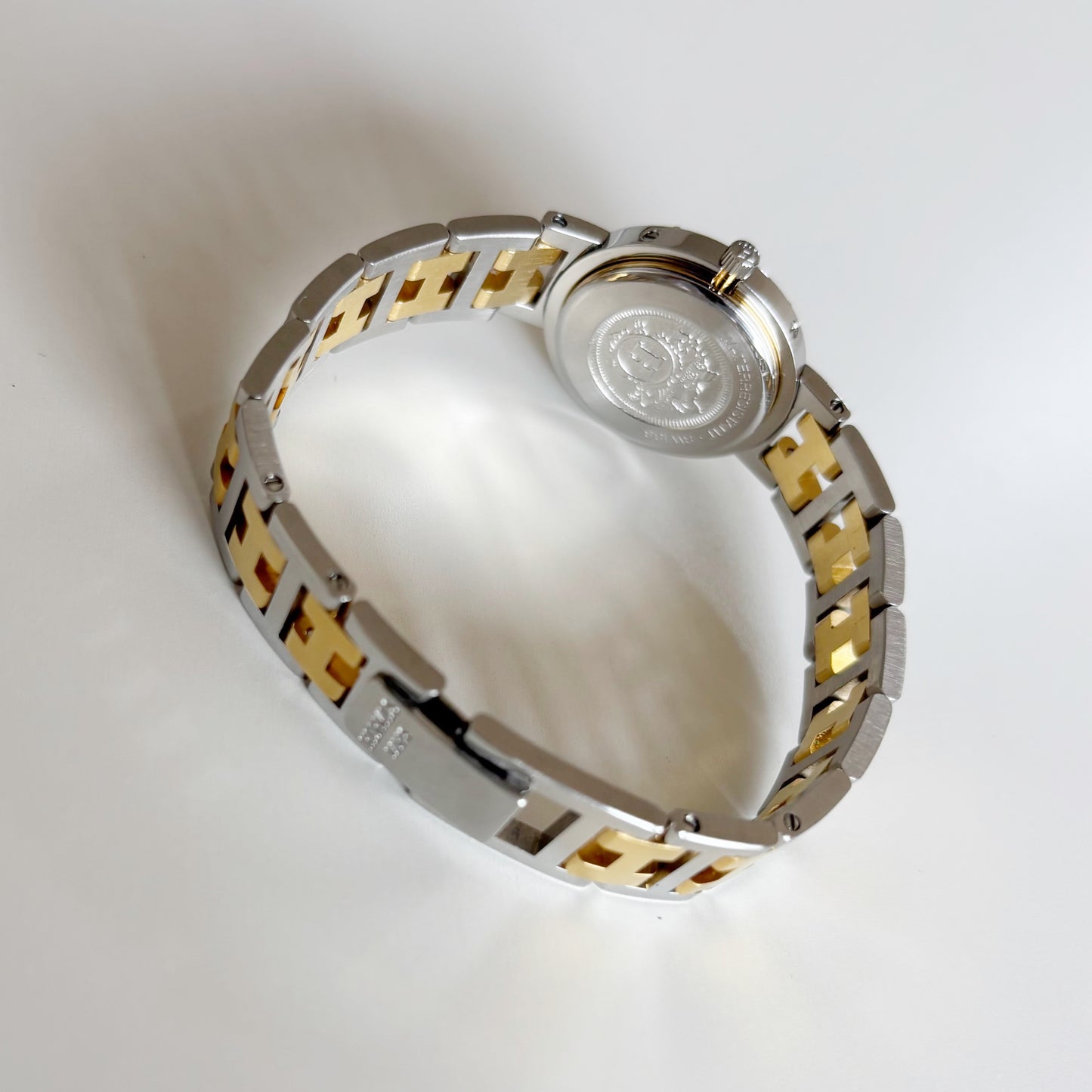 Hermes 1990s Clipper Date Round Dial Two Tone Watch