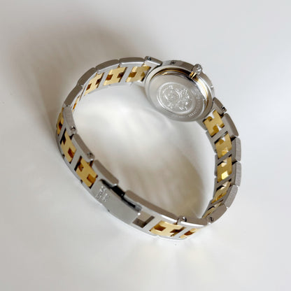 Hermes 1990s Clipper Date Round Dial Two Tone Watch