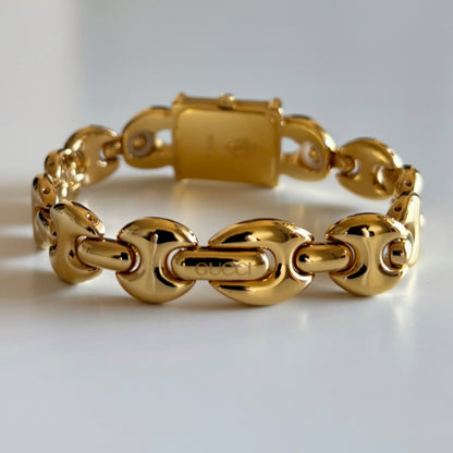 Gucci 1990s Interchangeable Strap Gold Plated Watch with 3 straps, case