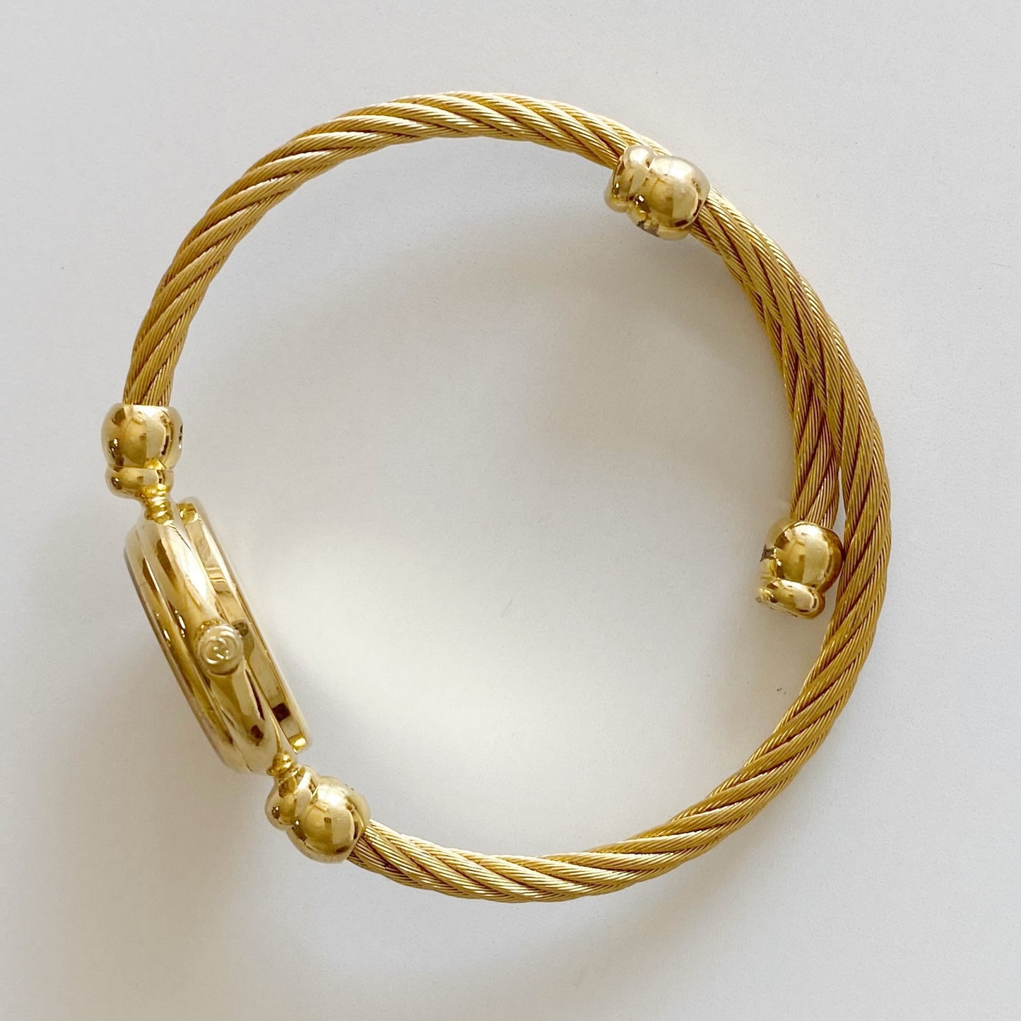 Gucci 1990s Seashell Dial Gold Plated Cable Bangle Watch
