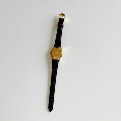 Gucci 1990s Date Round Dial Gold Plated Watch