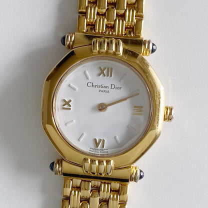 Dior 1990s Octagon Gold Plated Watch