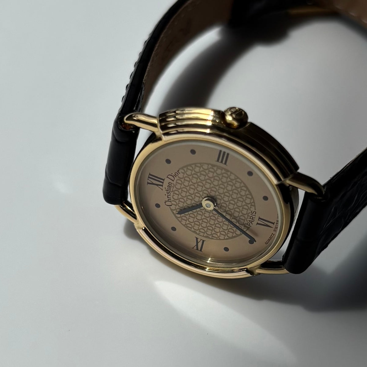 Dior 1990s Round Dial CD Logo Gold Plated Watch