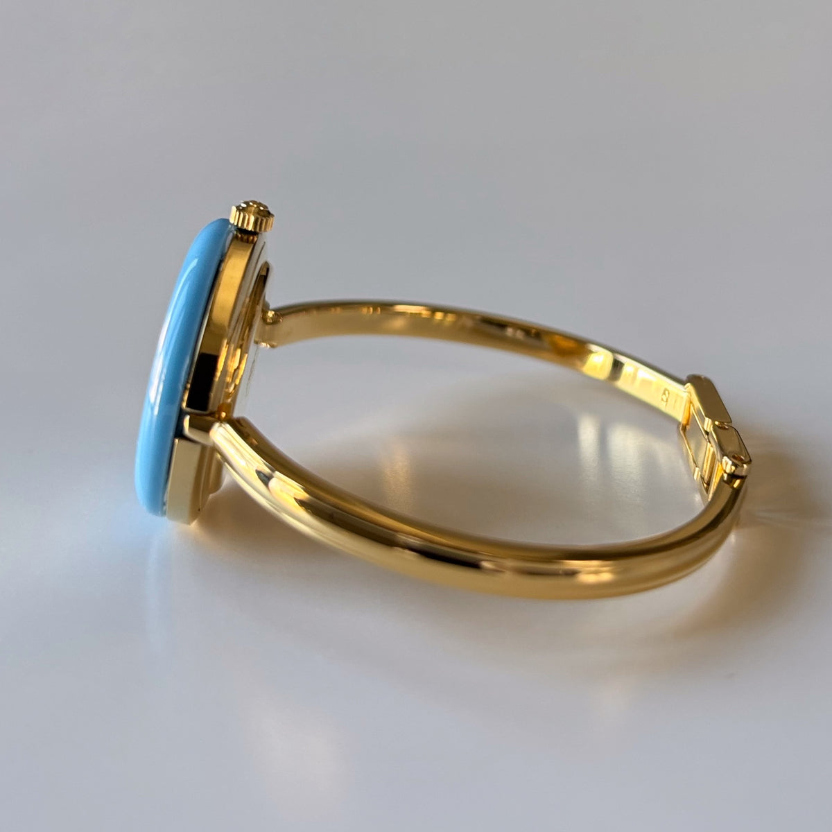 Gucci 1990s Interchangeable Bezel Gold Plated Bangle Watch with 12 bezels, case (Small)