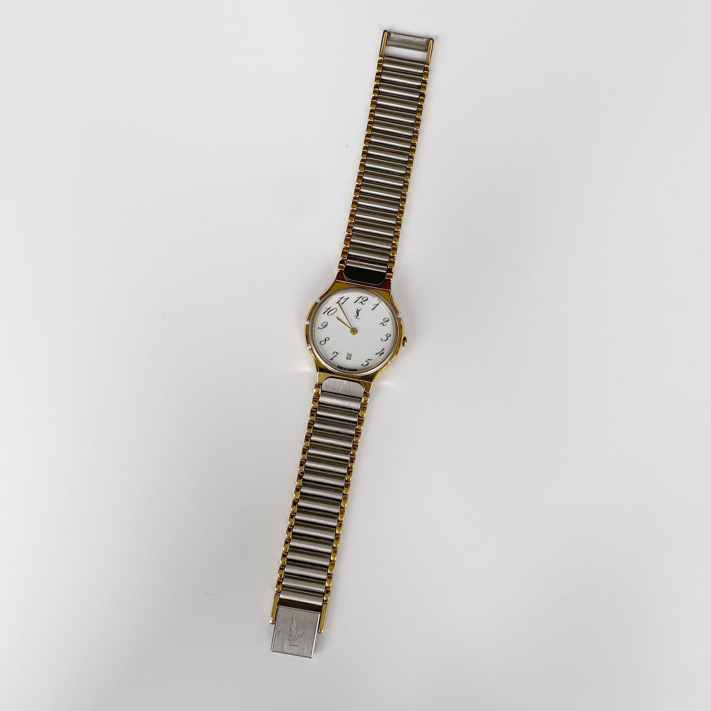 Yves Saint Laurent 1990s Date Two Tone Watch