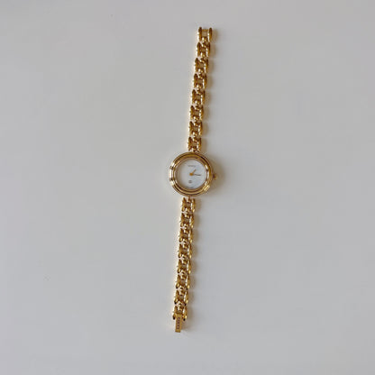 Gucci 1990s Interchangeable Bezel Gold Plated Rice Chain Watch with 6 bezels, case (160mm)
