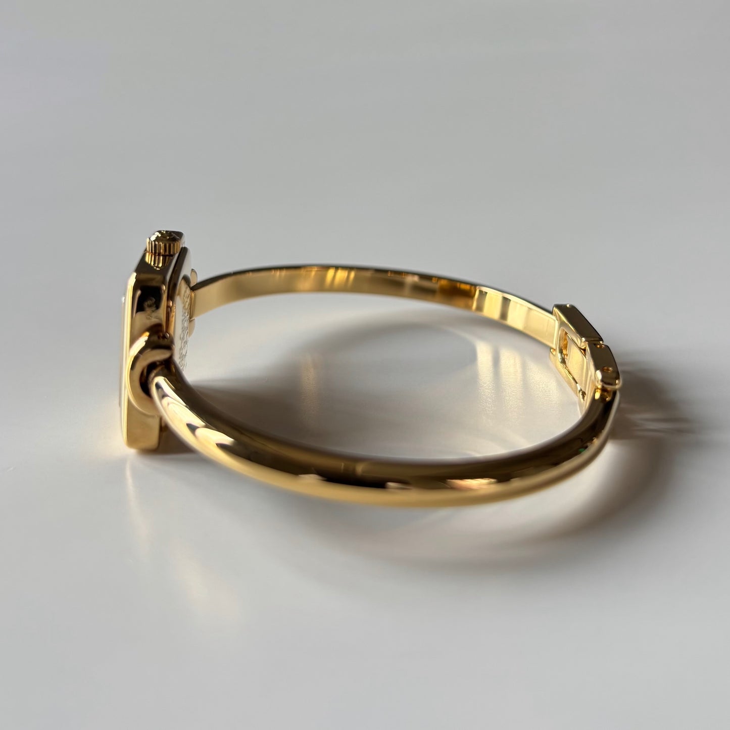 Gucci 1990s Square Dial Gold Plated Bangle Watch