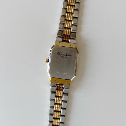 Dior 1980s Tank Two Tone Gold Plated Watch