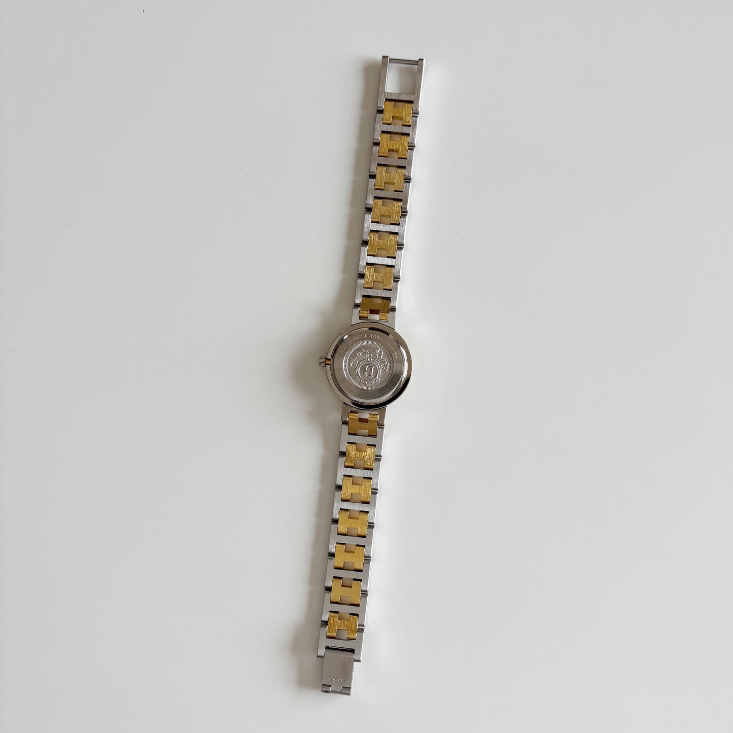 Hermes 1990s Clipper Date Round Dial Two Tone Watch