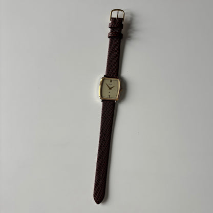 Celine 1980s Rectangular Dial Two Tone Watch (Large)