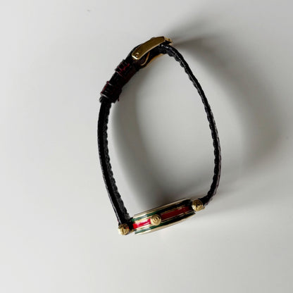 Gucci 1990s Round Dial Red Gold Plated Watch