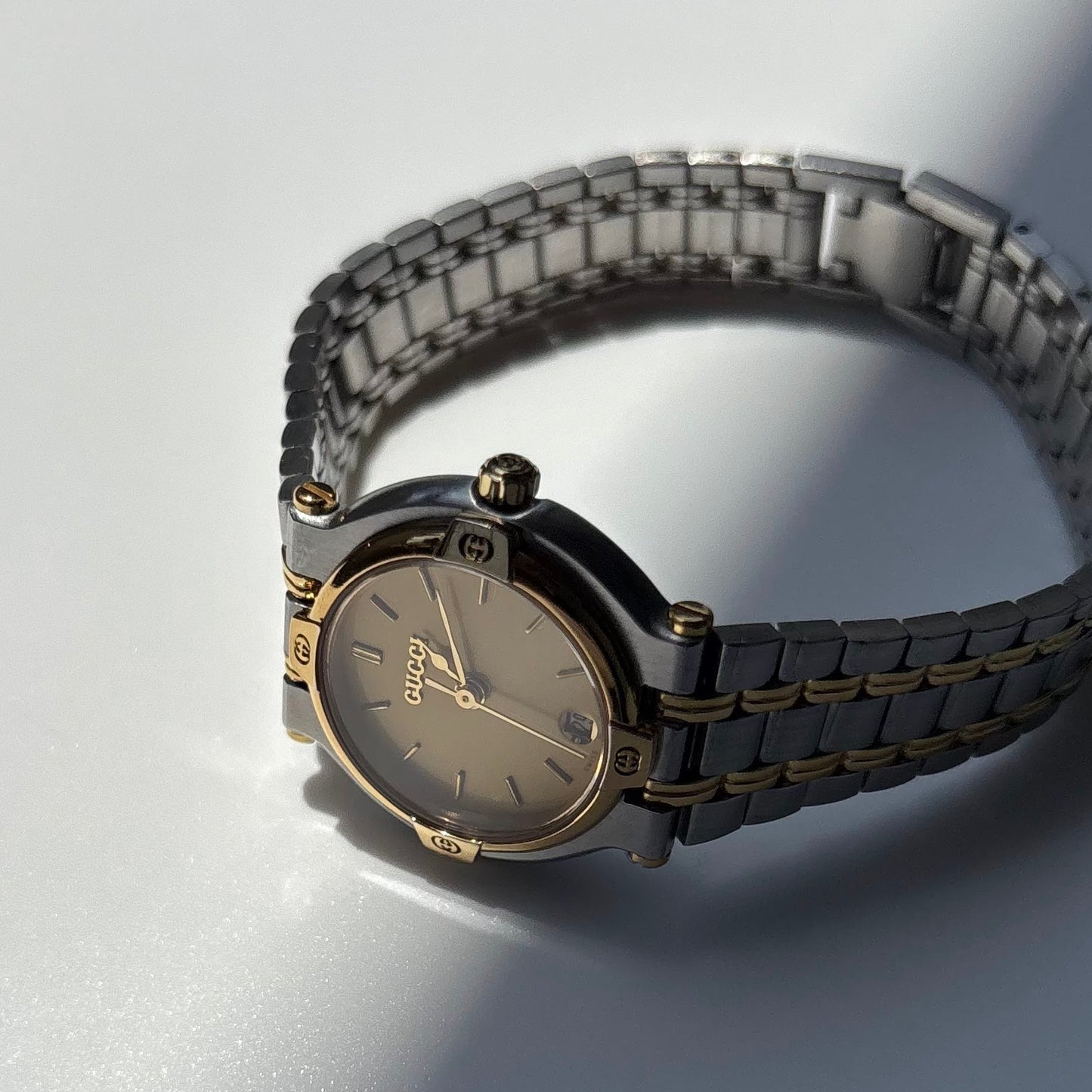 Gucci 1990s Date Round Dial Two Tone Watch