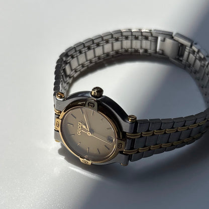 Gucci 1990s Date Round Dial Two Tone Watch
