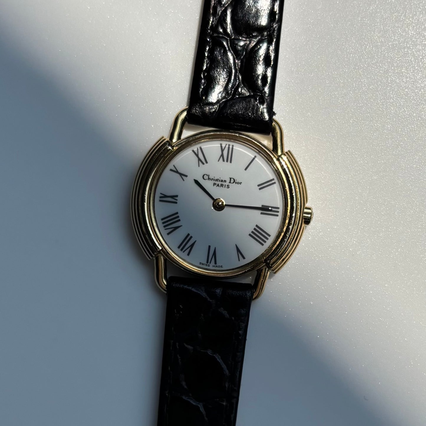 Dior 1990s Round Dial Gold Plated Watch