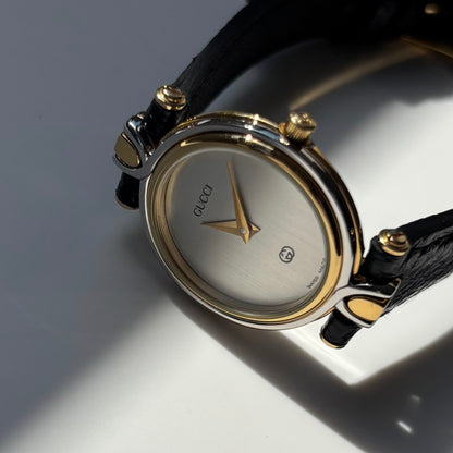 Gucci 1990s Round Dial Two Tone Watch