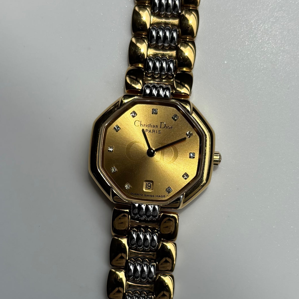 Dior 1990s Octagon Dial Two Tone Watch