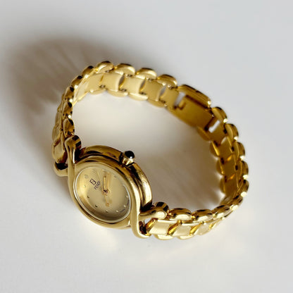 Fendi 1990s Round Dial Gold Plated Watch