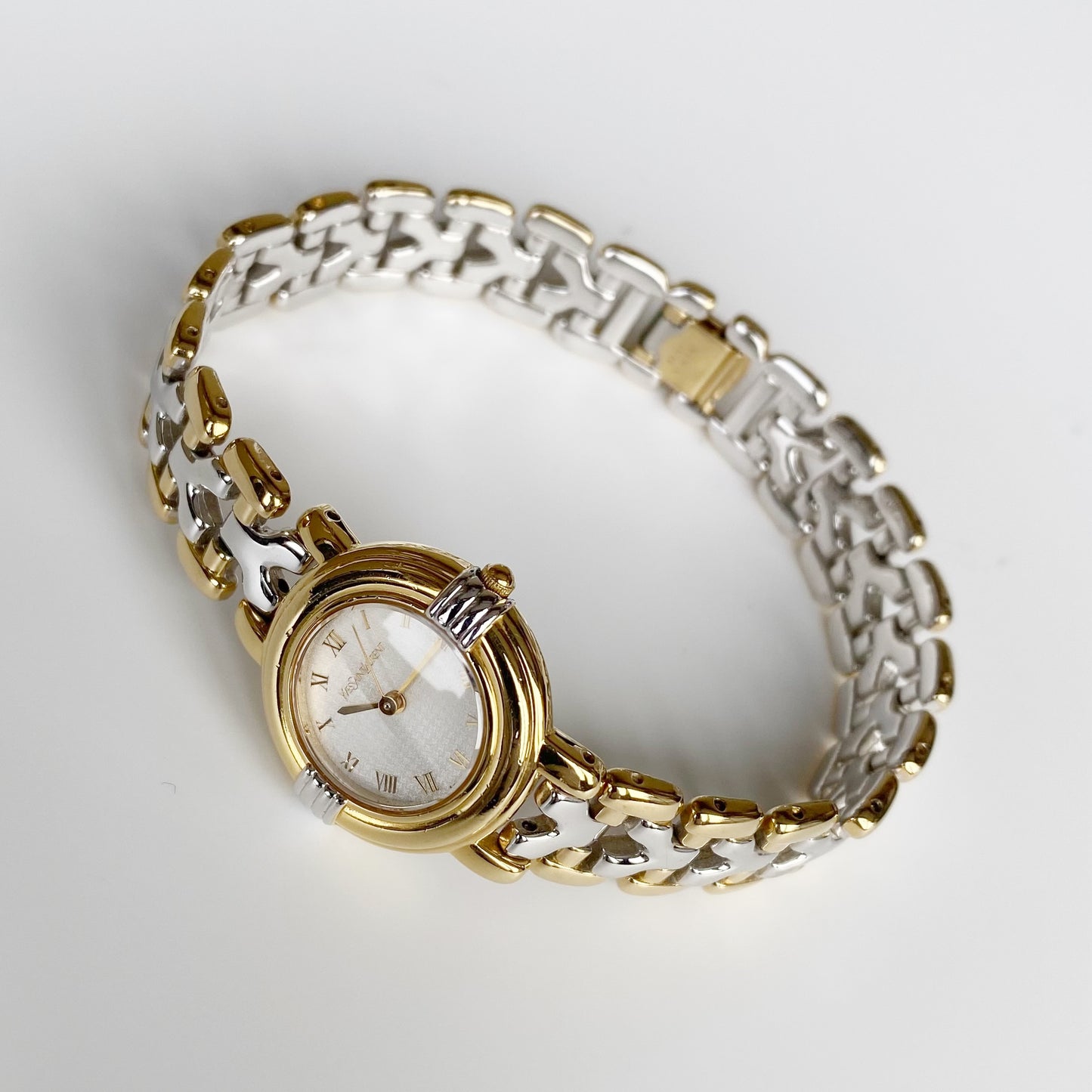 Yves Saint Laurent 1990s Round Two Tone Watch