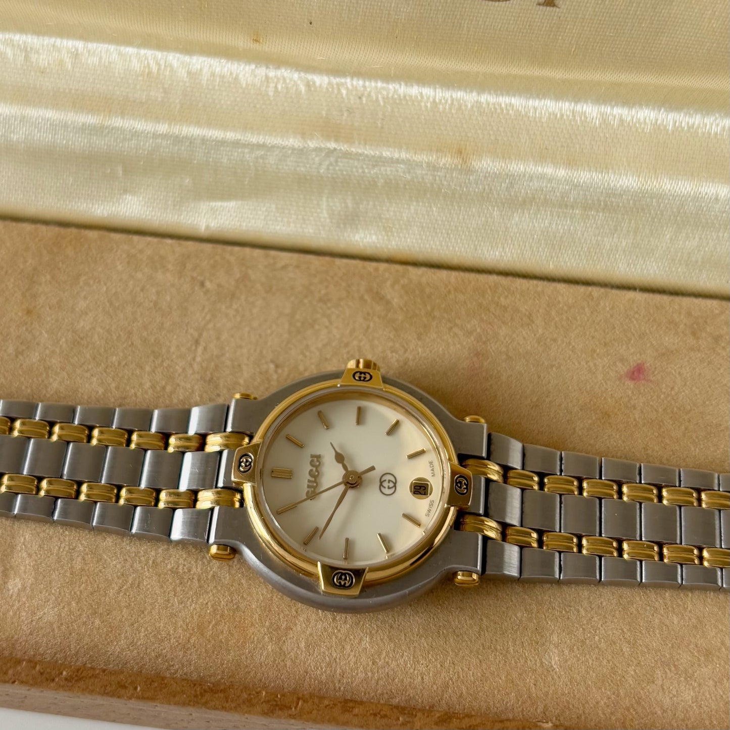 Gucci 1990s Gold Plated Two Tone Watch