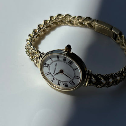 Tiffany 1990s 14K Oval Dial Cocktail Watch