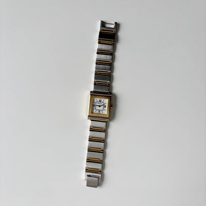 Yves Saint Laurent 1990s Square Dial Gold Plated Two Tone Watch