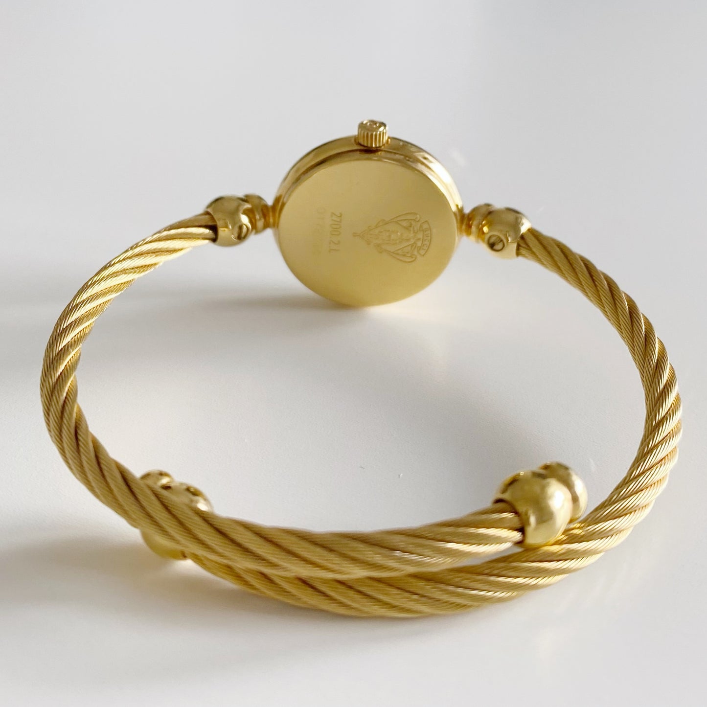 Gucci 1990s Black Dial Gold Plated Bangle Watch