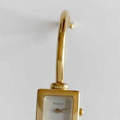 Gucci 1990s Square Dial Gold Plated Bangle Watch