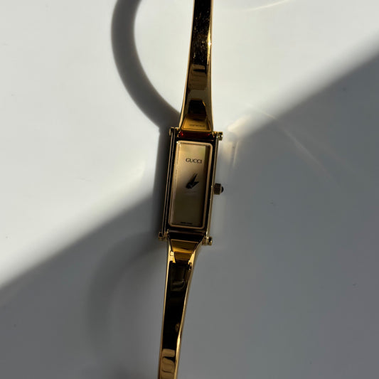 Gucci 1990s Seashell Dial Gold Plated Bangle Watch