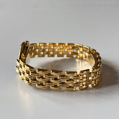 Dior 1990s Bagheera Black Dial Gold Plated Round Watch