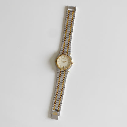 Gucci 1990s Date Round Dial Two Tone Watch (Large)