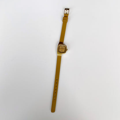 Dior x Bulova 1970s Hand-Winding Gold Plated Square Leather Watch