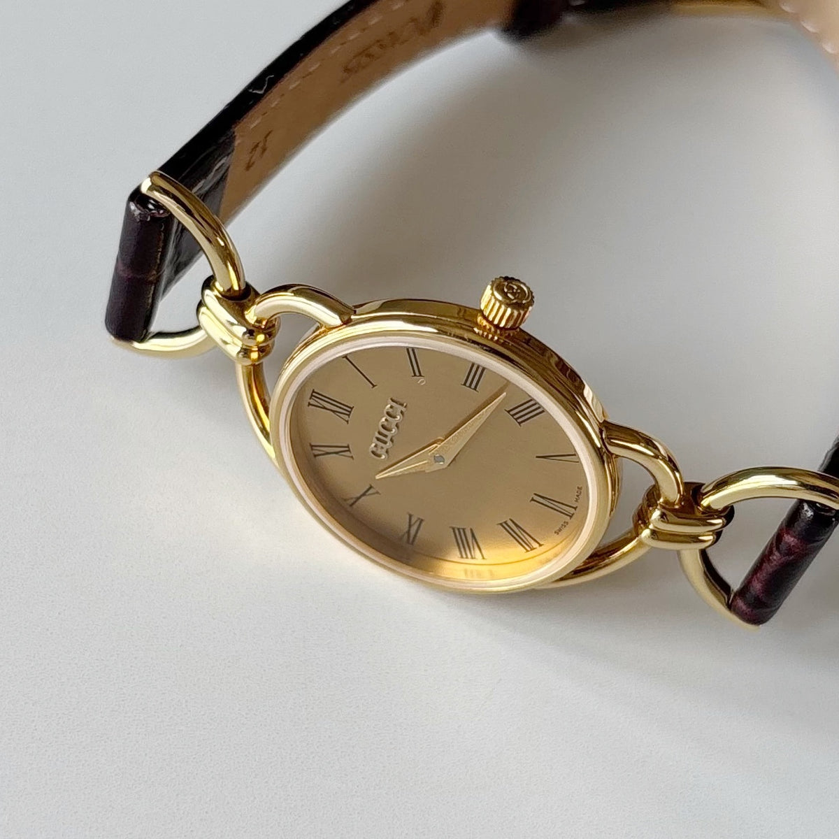 Gucci 1990s Gold Dial Horsebit Gold Plated Watch