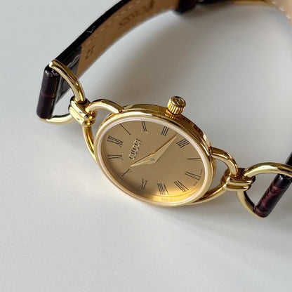 Gucci 1990s Gold Dial Horsebit Gold Plated Watch