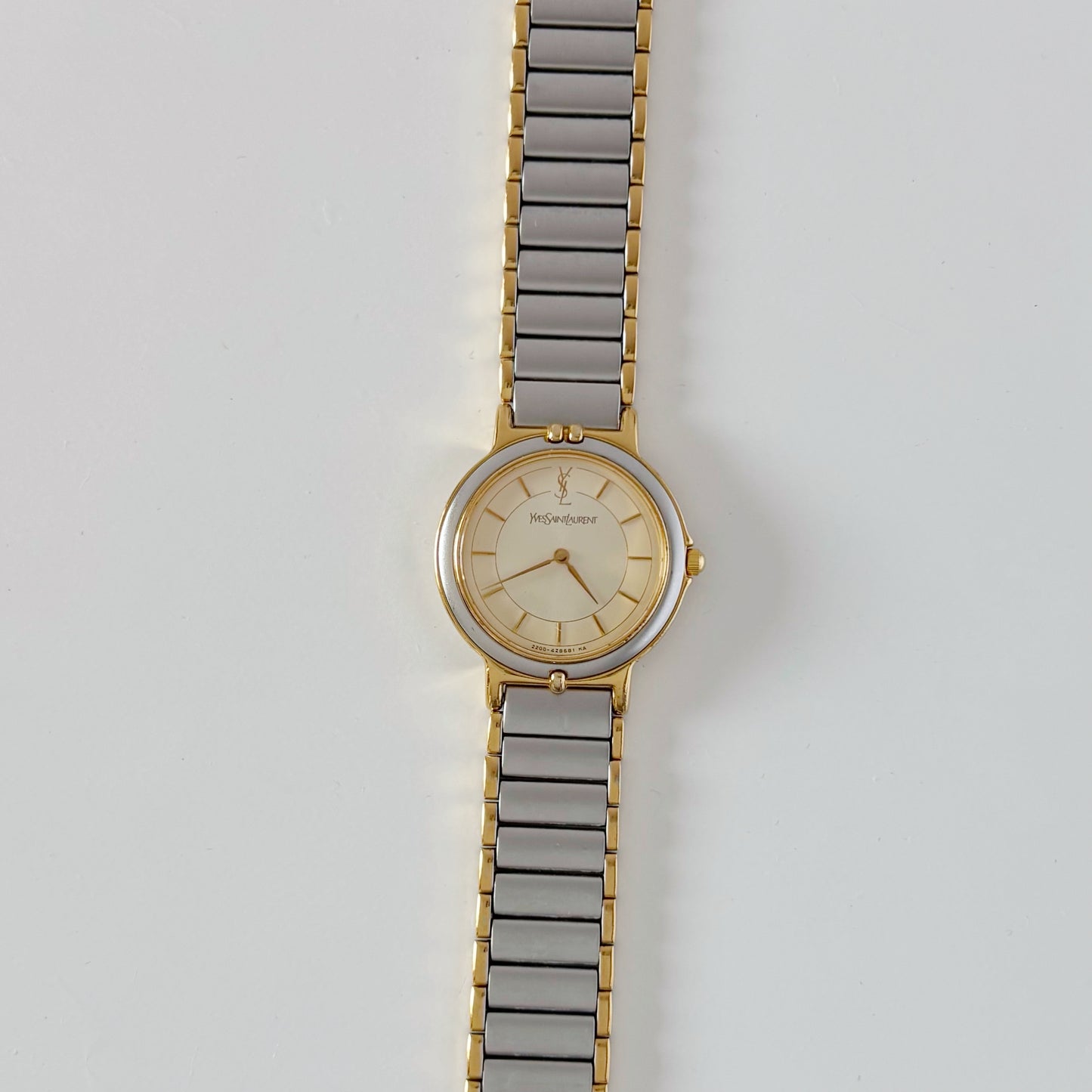 Yves Saint Laurent 1990s Round Dial Two Tone Watch