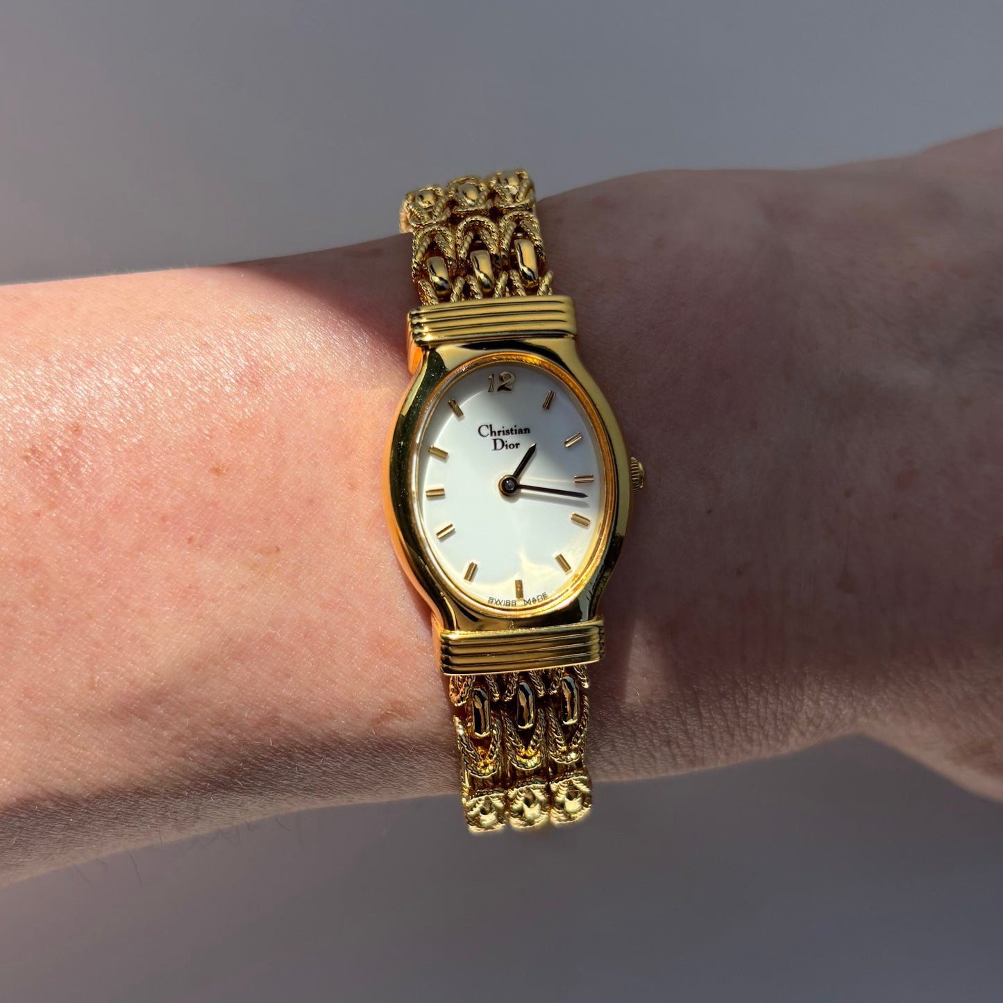 Dior 1990s Oval Dial Gold Plated Watch
