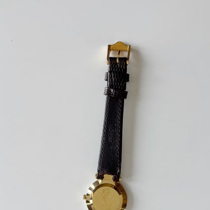 Gucci 1990s Gold Round Dial Two Tone Gold Plated Watch