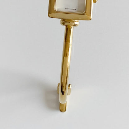 Gucci 1990s Square Dial Gold Plated Bangle Watch