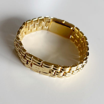 Fendi 1990s Rectangular Dial Gold Plated Watch