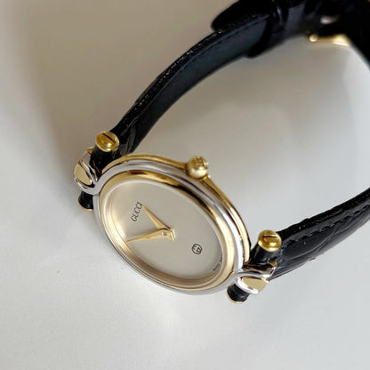 Gucci 1990s Round Dial Two Tone Watch
