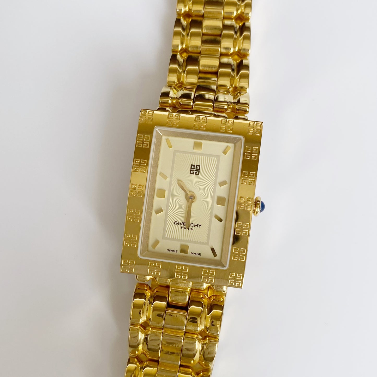 Givenchy 1990s Rectangular Gold Plated Watch