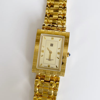 Givenchy 1990s Rectangular Gold Plated Watch