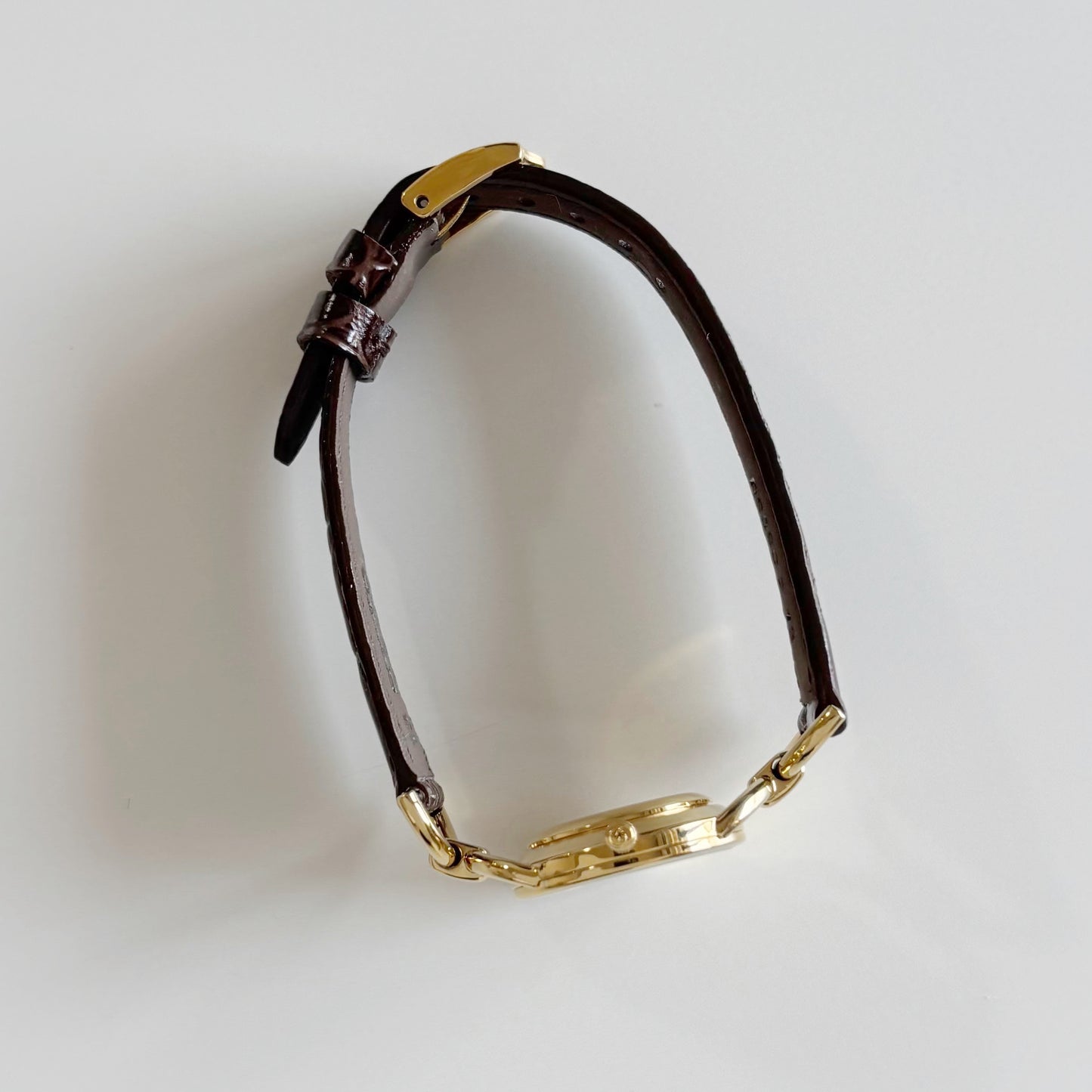Gucci 1990s Gold Round Dial Horsebit Gold Plated Watch