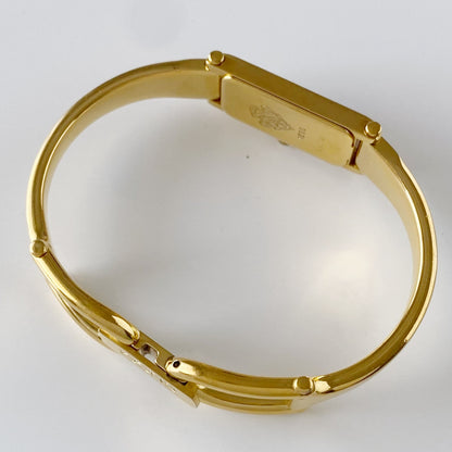 Gucci 1990s Gold Dial Gold Plated Bangle Watch