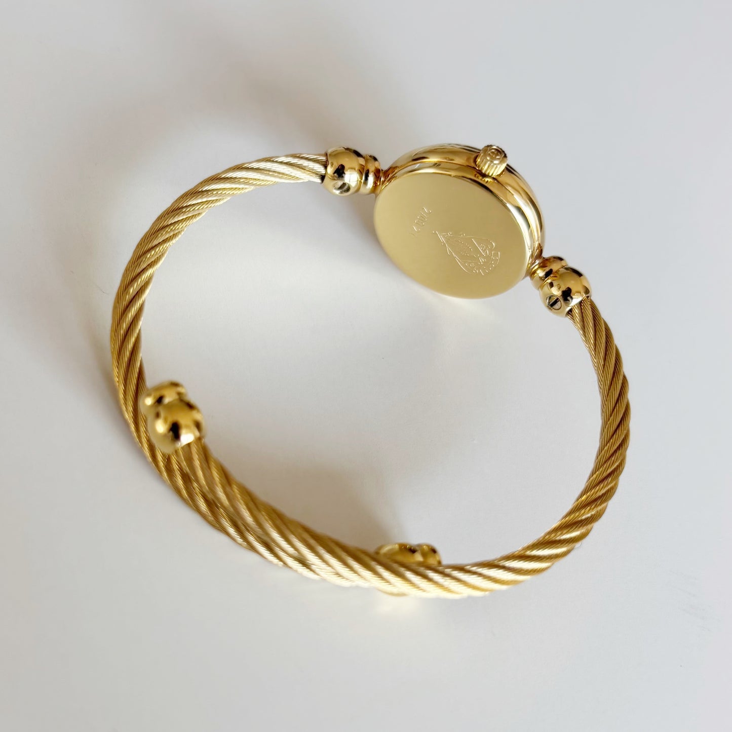 Gucci 1990s Black Dial Gold Plated Cable Bangle Watch